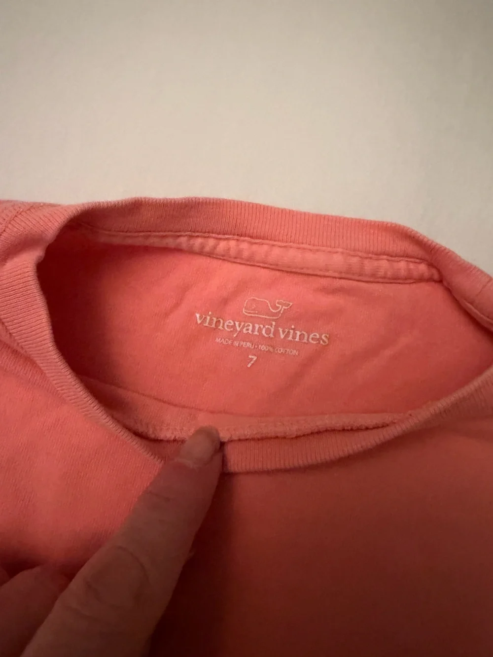 Boys size 7 long sleeve shirt vineyard vines coral aqua blue whale logo